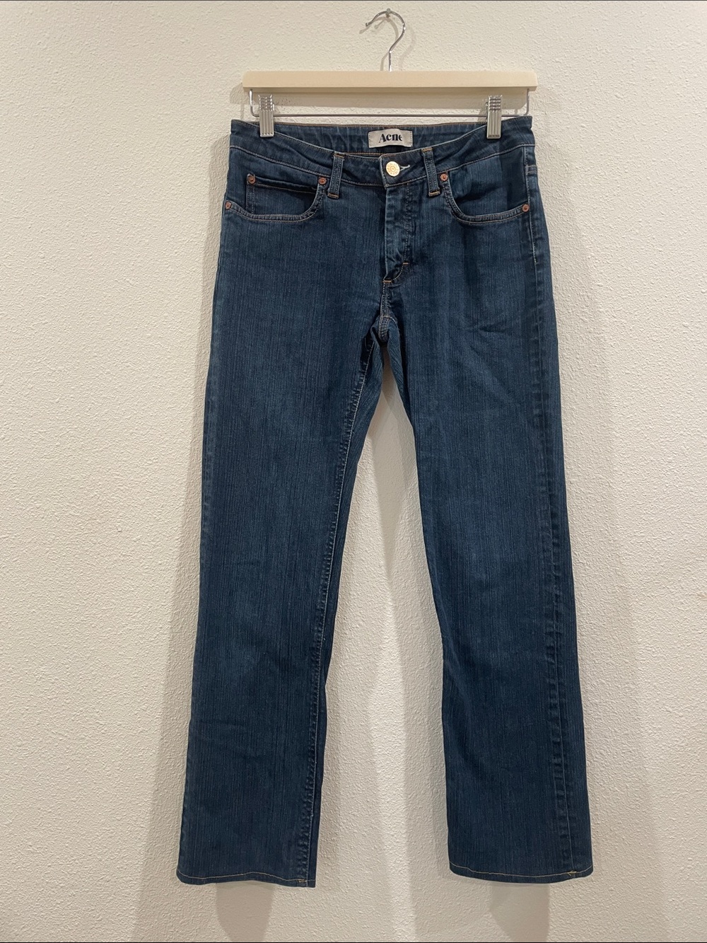 Acne Hep Raw Straight Leg Jeans Classic Luxury Denim Size 31/34